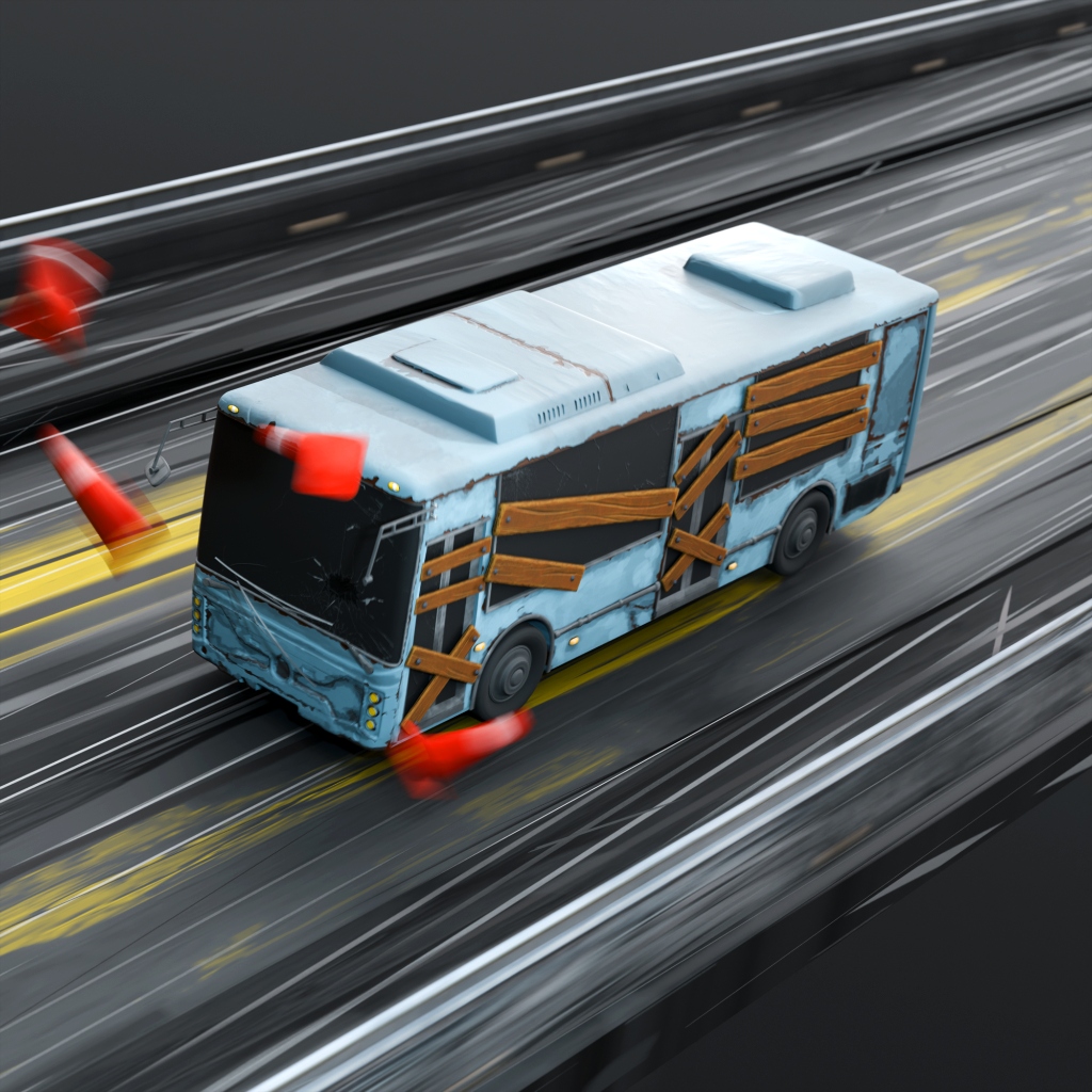 Noon Bus Post-Apocalyptic 3D Model
