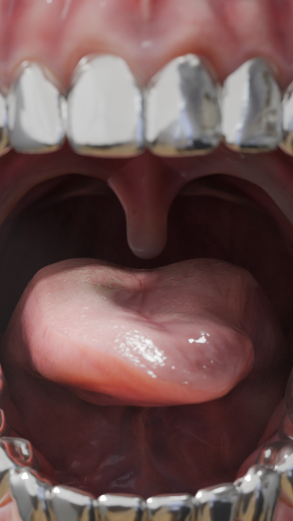 Chrome Silver Grillz Teeth Mouth Close-up Render