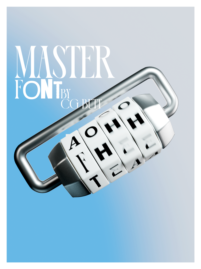 Combination letter lock master font 3D Render poster