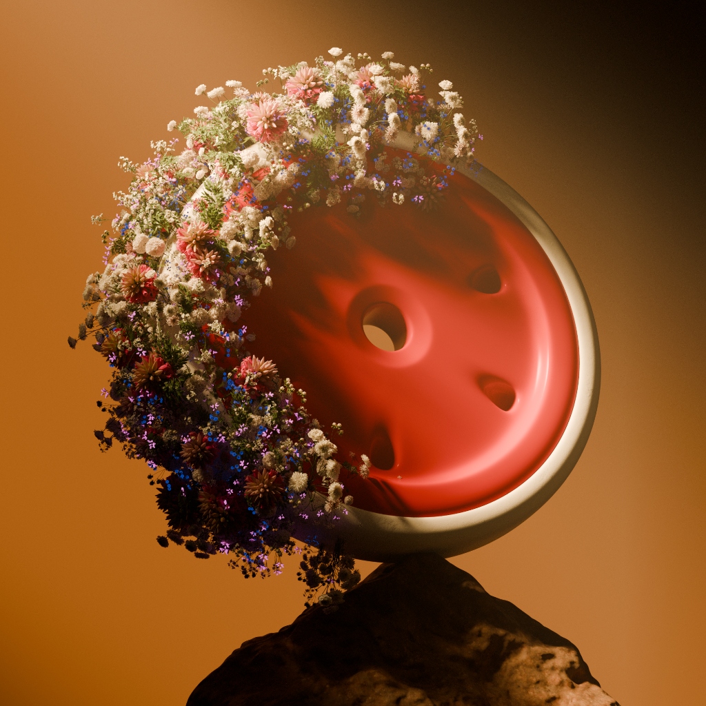 Red Flower Wheel Render